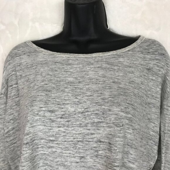 COMMUNITY Grey Marbled Cropped Long Sleeve Shirt 100% Linen Size S - Picture 3 of 7